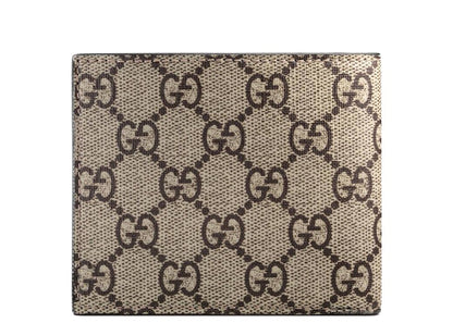 Gucci Bifold Wallet GG Supreme Bee Print (8 Card Slots) Beige/Ebony