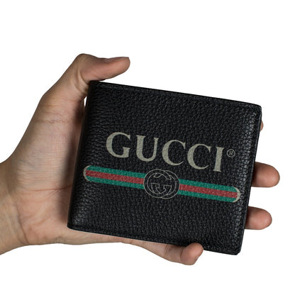 Gucci Print Bifold Wallet Leather (8 Card Slots) Black
