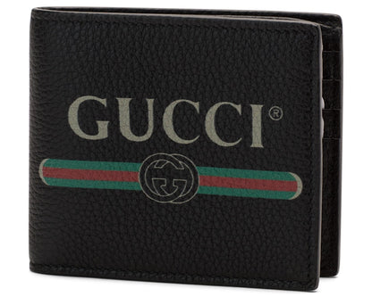 Gucci Print Bifold Wallet Leather (8 Card Slots) Black