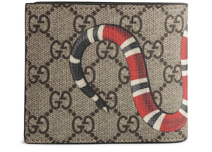 Gucci Bifold Wallet GG Supreme Kingsnake (8 Card Slot) Beige