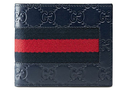Gucci Bifold Wallet Signature Web (8 Card Slots) Blue
