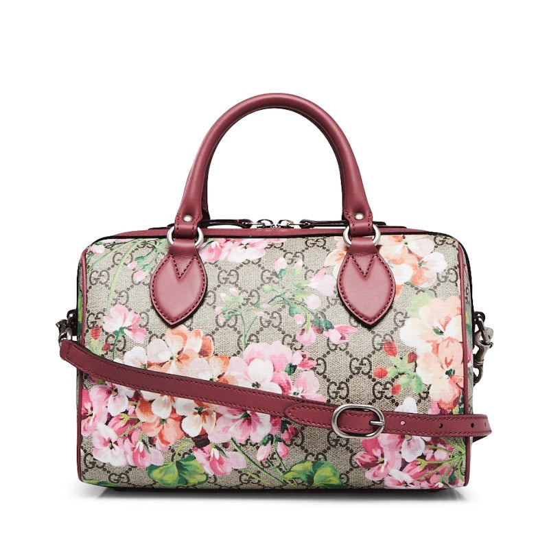 Gucci Boston Bag GG Supreme Blooms Small Brown/Pink