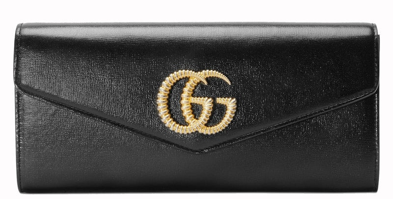 Gucci Broadway Leather Clutch Torchon Double G Black