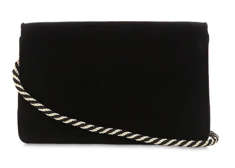Gucci Broadway Shoulder Bag Velvet Jeweled G Black