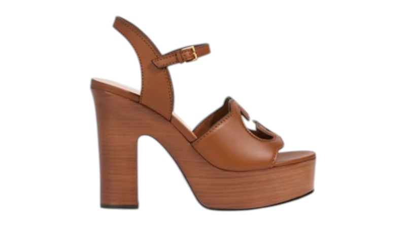 Gucci Brown Leather Platform Sandals Brown