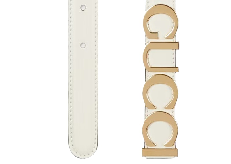 Gucci Buckle Thin Belt White