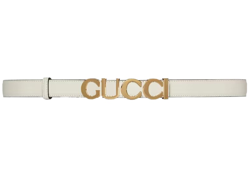 Gucci Buckle Thin Belt White