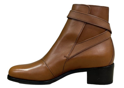 Gucci Buckled Ankle Leather Boot Brown