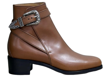 Gucci Buckled Ankle Leather Boot Brown