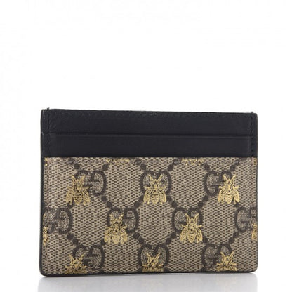 Gucci Card Case GG Supreme Bee Print Beige
