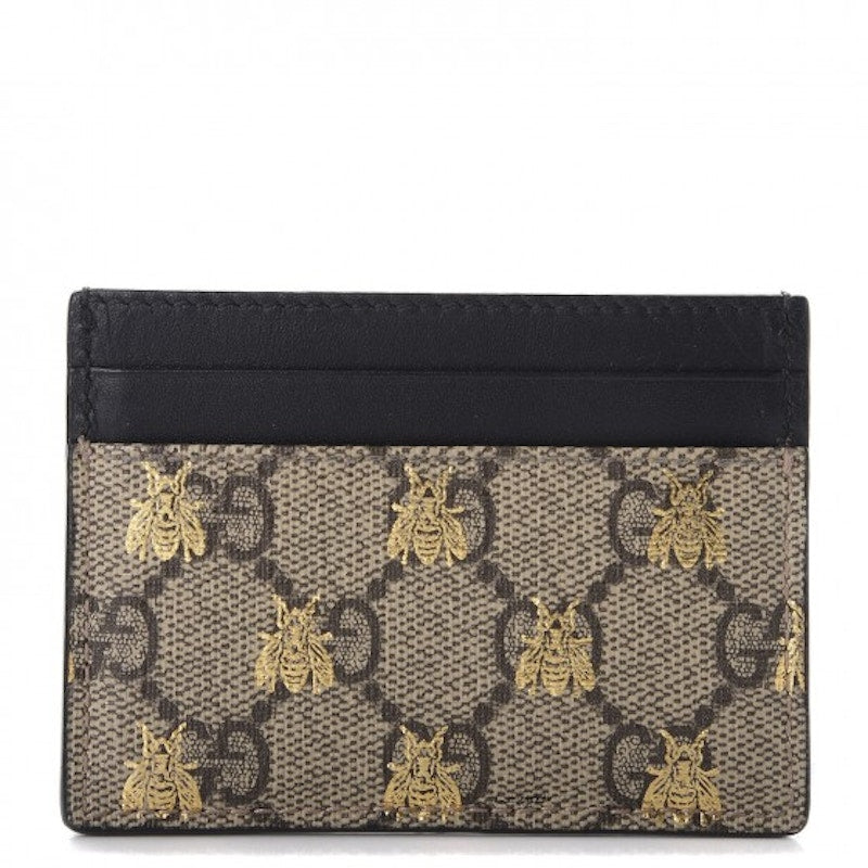 Gucci Card Case GG Supreme Bee Print Beige
