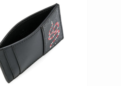 Gucci Card Case GG Supreme Kingsnake Print Black