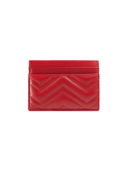 Gucci GG Marmont Card Case Matelasse Hibiscus Red