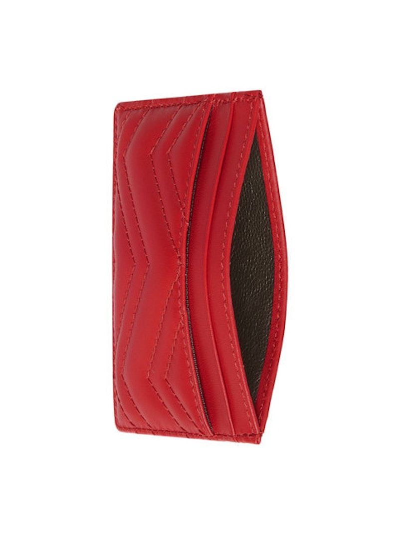 Gucci GG Marmont Card Case Matelasse Hibiscus Red
