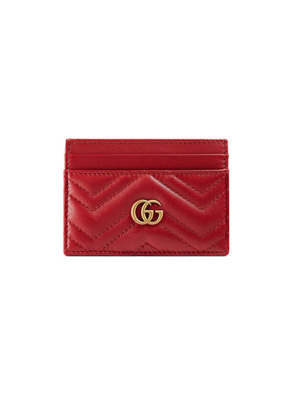 Gucci GG Marmont Card Case Matelasse Hibiscus Red
