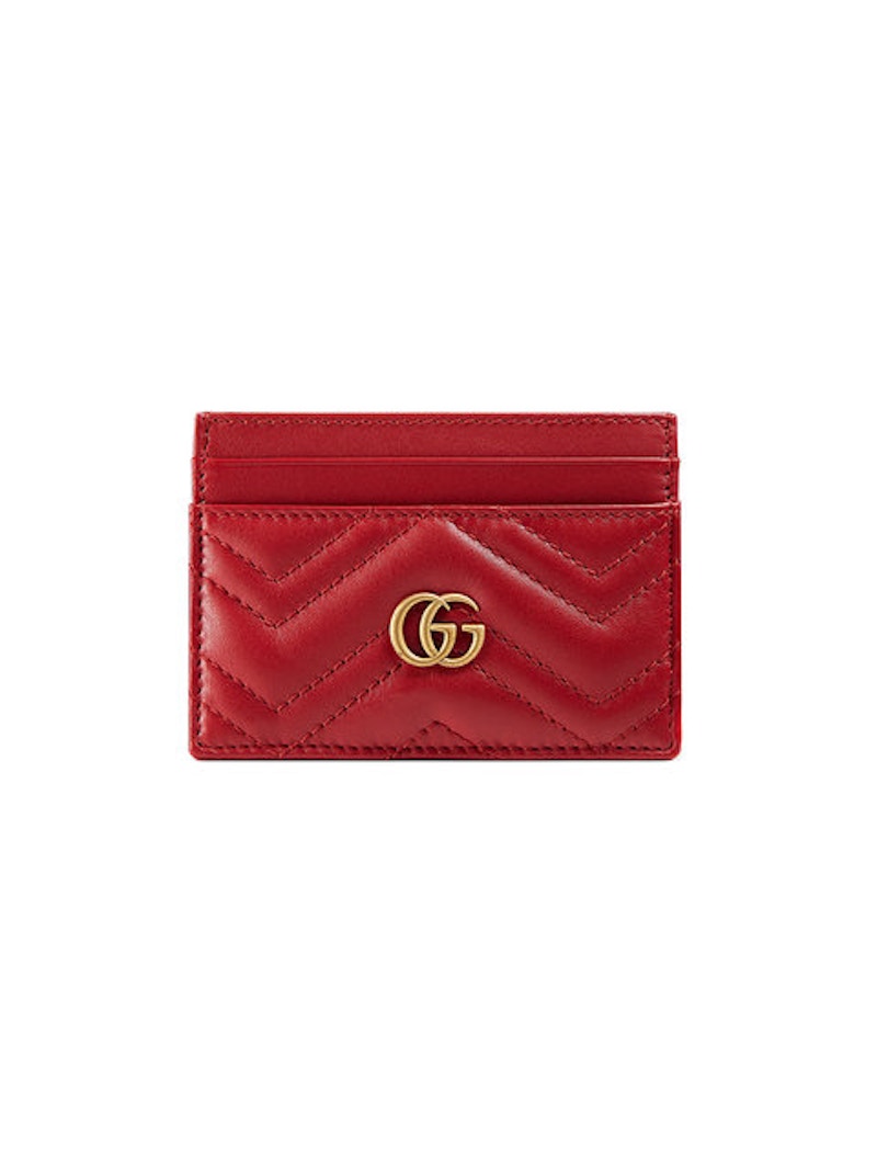 Gucci GG Marmont Card Case Matelasse Hibiscus Red