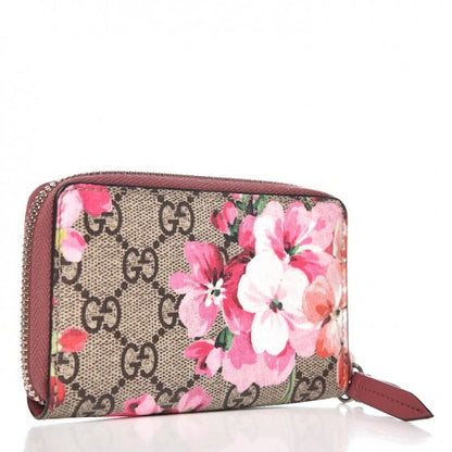 Gucci Card Case Monogram GG Supreme Blooms Antique Rose