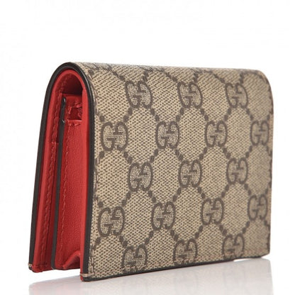Gucci Card Case Wallet GG Supreme Bosco Patch Red Lining