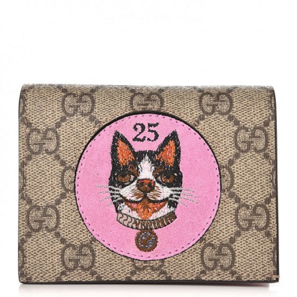 Gucci Card Case Wallet GG Supreme Bosco Patch Red Lining