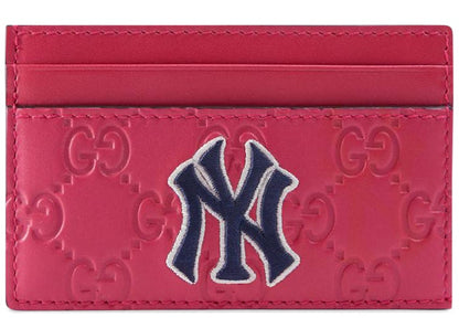 Gucci Card Case NY Yankees Patch Pink