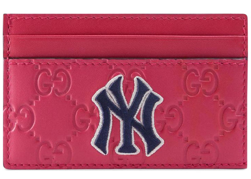 Gucci Card Case NY Yankees Patch Pink