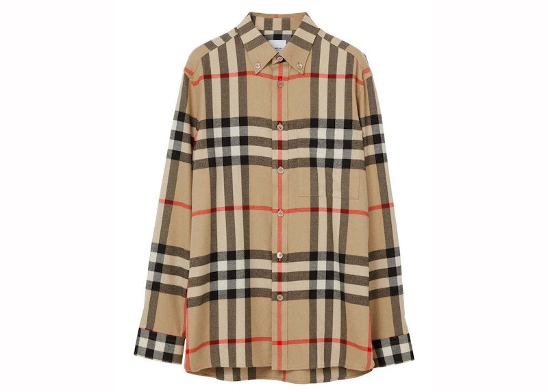 Burberry Castland Check Flannel Shirt Beige