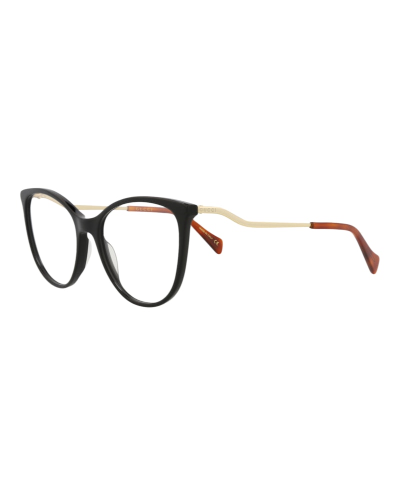 Gucci Cat Eye-Frame Acetate Optical Frames Black Gold Transparent (GG1007O-30011762-005)