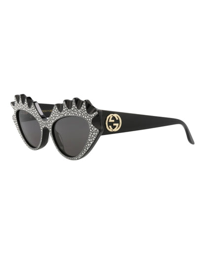 Gucci Cat Eye-Frame Acetate Sunglasses Black Black Grey (GG0781S-30009261-003)