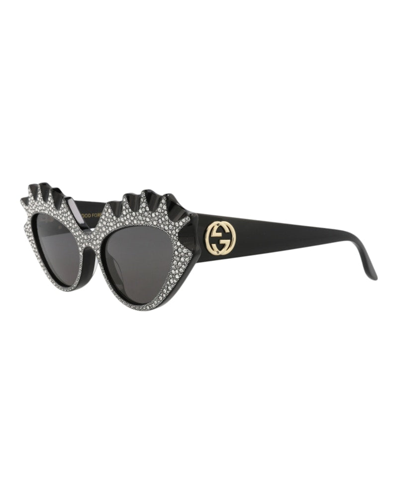 Gucci Cat Eye-Frame Acetate Sunglasses Black Black Grey (GG0781S-30009261-003)