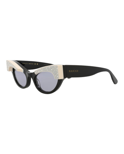 Gucci Cat Eye-Frame Acetate Sunglasses Black Black Violet (GG1167S-30012958-001)