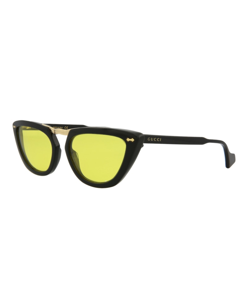 Gucci Cat Eye-Frame Acetate Sunglasses Black/Black/Yellow (GG0616S-30008120-002)