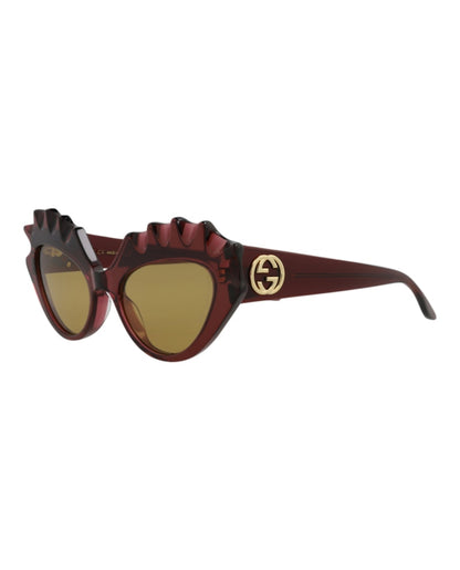 Gucci Cat Eye-Frame Acetate Sunglasses Burgundy/Yellow (GG0781S-30009261-005)