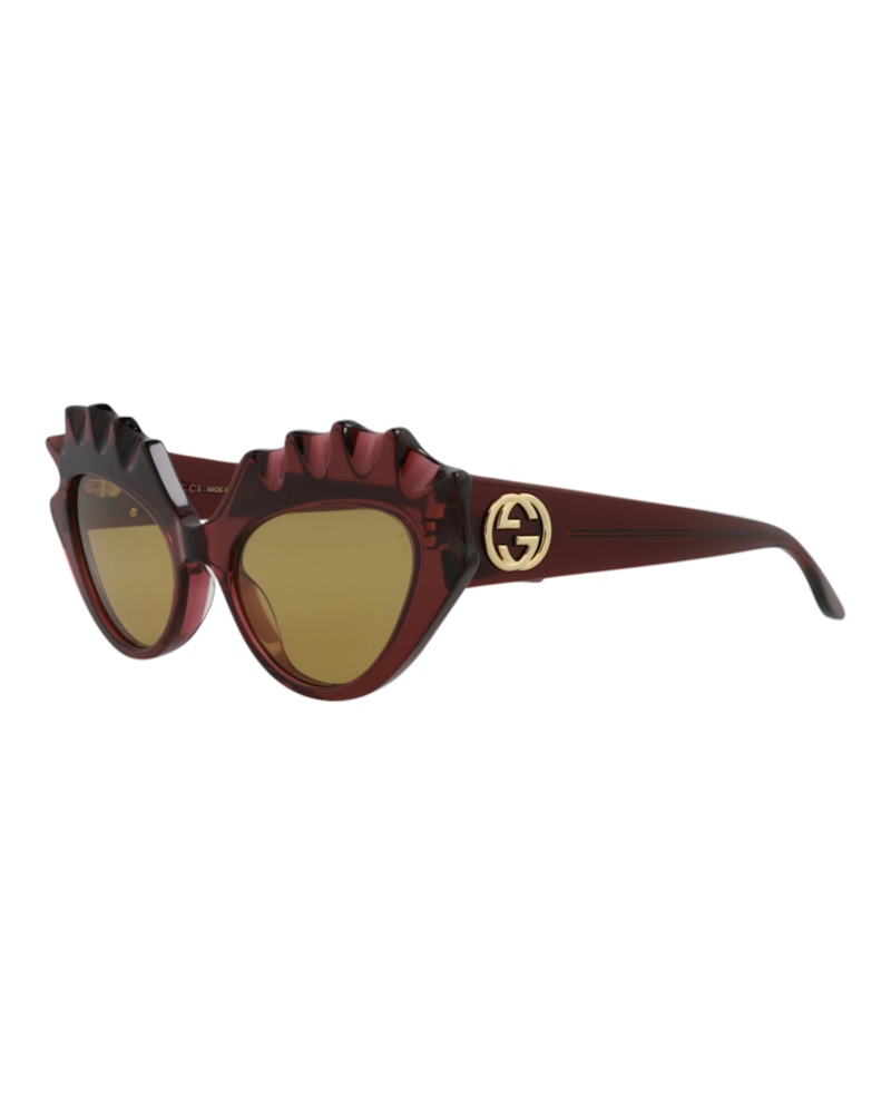 Gucci Cat Eye-Frame Acetate Sunglasses Burgundy/Yellow (GG0781S-30009261-005)