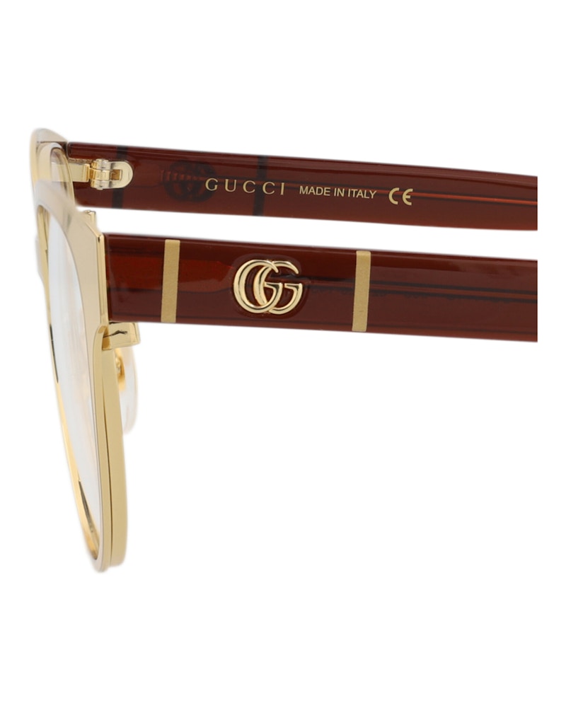 Gucci Cat Eye-Frame Metal Optical Frames Gold Red Transparent (GG1114O-30012906-003)