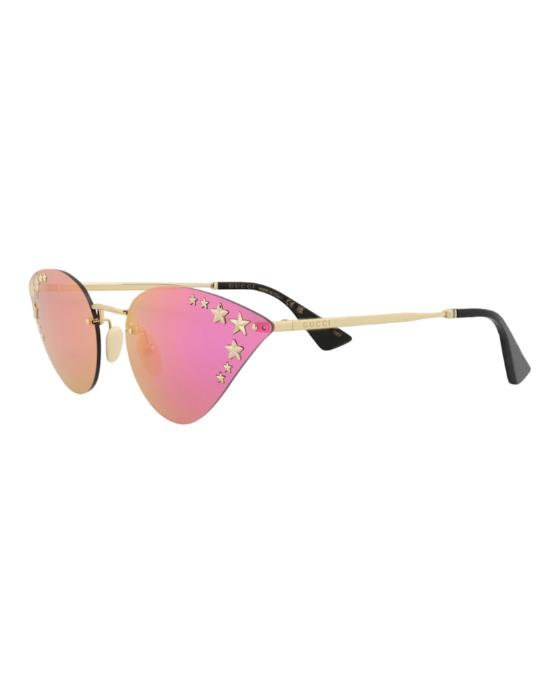 Gucci Cat Eye-Frame Metal Sunglasses Gold Gold Pink (GG0898S-30010504-003)