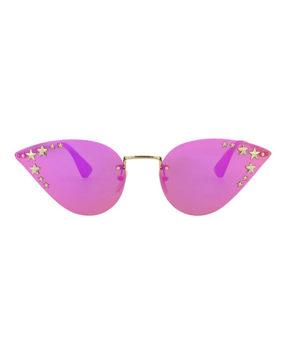 Gucci Cat Eye-Frame Metal Sunglasses Gold Gold Pink (GG0898S-30010504-003)