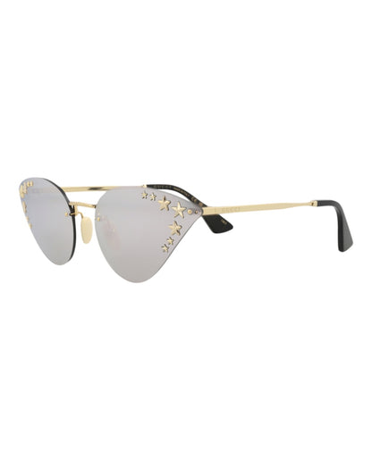Gucci Cat Eye-Frame Metal Sunglasses Gold/Gold/Silver (GG0898S-30010504-002)