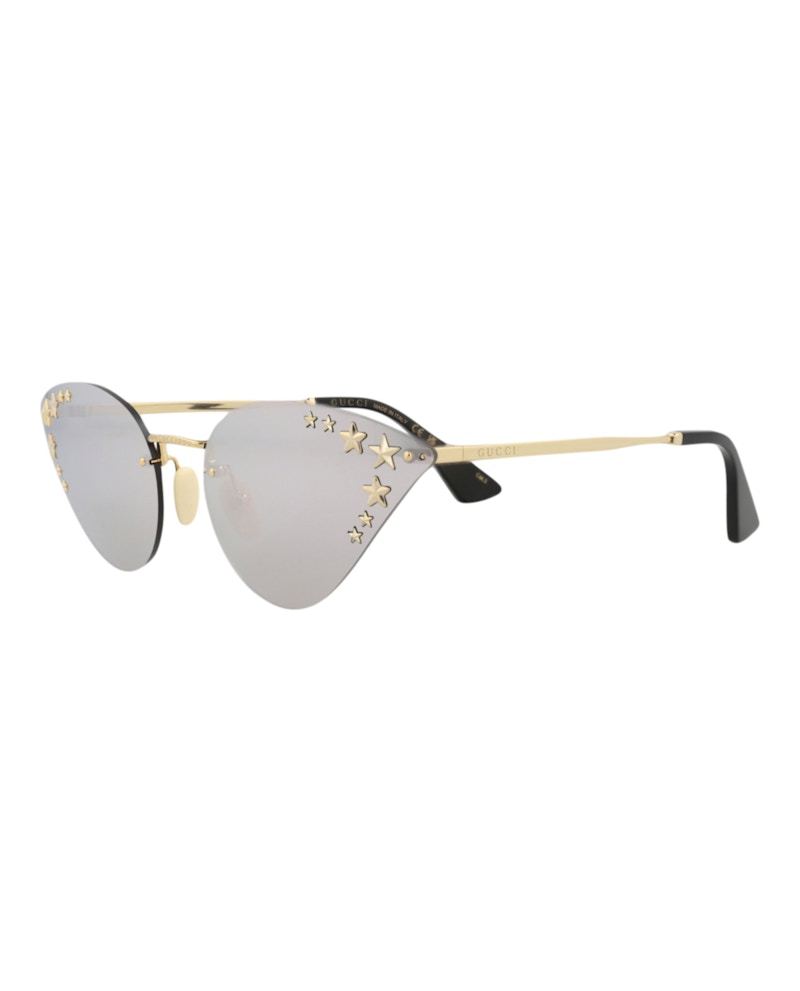 Gucci Cat Eye-Frame Metal Sunglasses Gold/Gold/Silver (GG0898S-30010504-002)