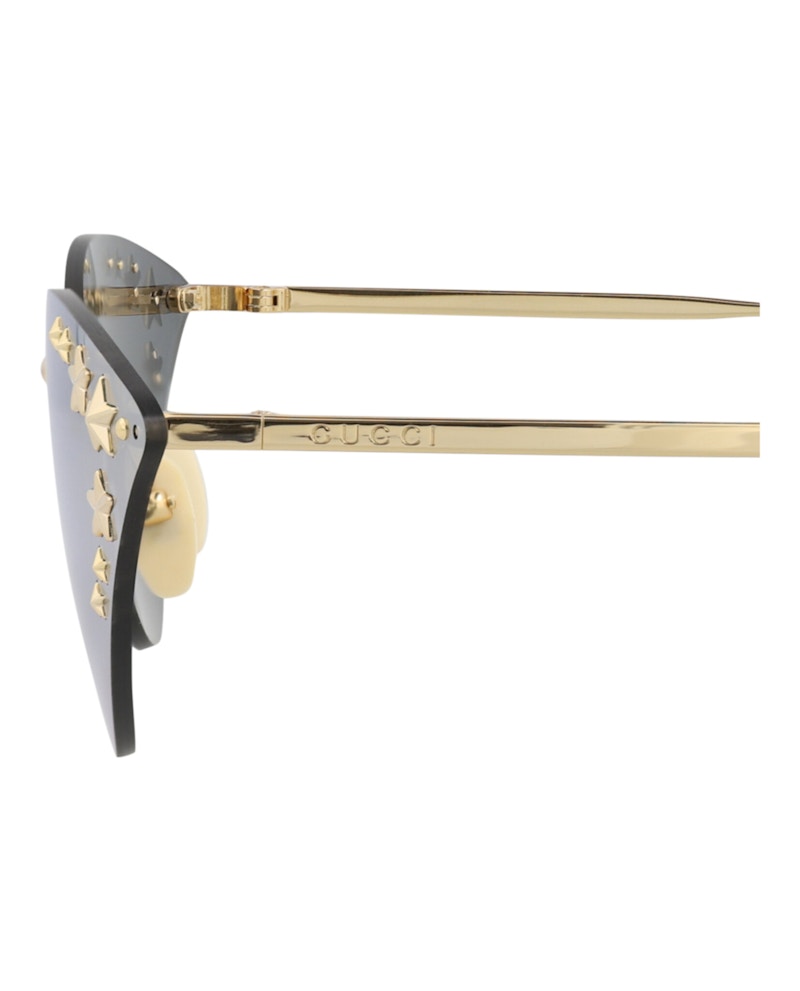 Gucci Cat Eye-Frame Metal Sunglasses Gold/Gold/Silver (GG0898S-30010504-002)