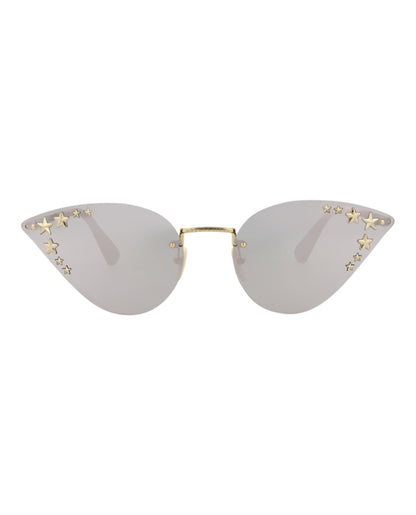 Gucci Cat Eye-Frame Metal Sunglasses Gold/Gold/Silver (GG0898S-30010504-002)