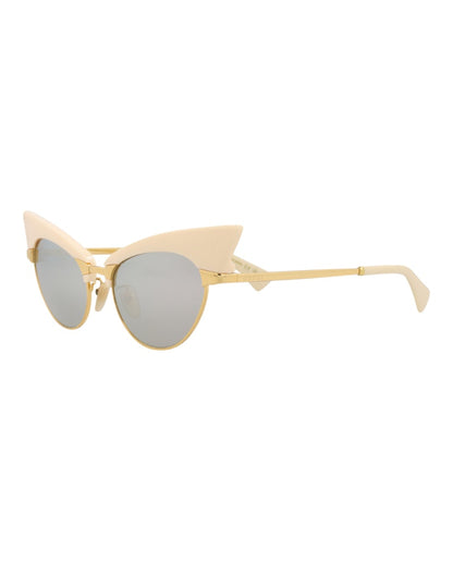 Gucci Cat Eye-Frame Metal Sunglasses Gold Gold Silver (GG1131S-30013536-001)