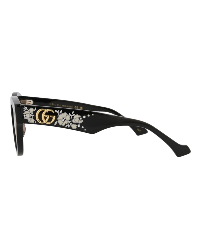 Gucci Cat Eye-Frame Recycled Acetate Sunglasses Black Black Red (GG0957S-30011161-008)