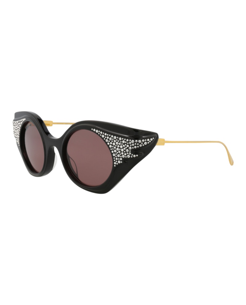 Gucci Cat Eye-Frame Recycled Acetate Sunglasses Black/Gold/Brown (GG1327S-30013927-001)