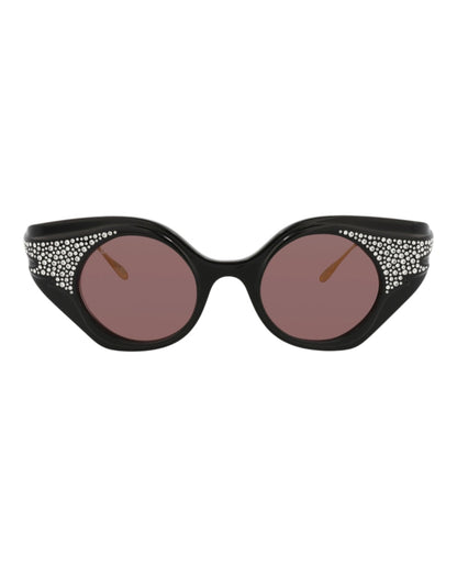 Gucci Cat Eye-Frame Recycled Acetate Sunglasses Black/Gold/Brown (GG1327S-30013927-001)