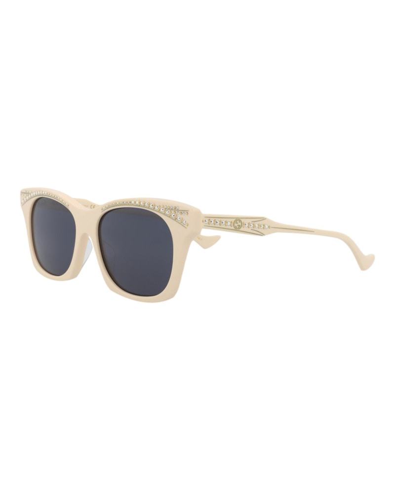Gucci Cat Eye-Frame Recycled Acetate Sunglasses Ivory/Ivory/Blue (GG1299S-30013902-004)
