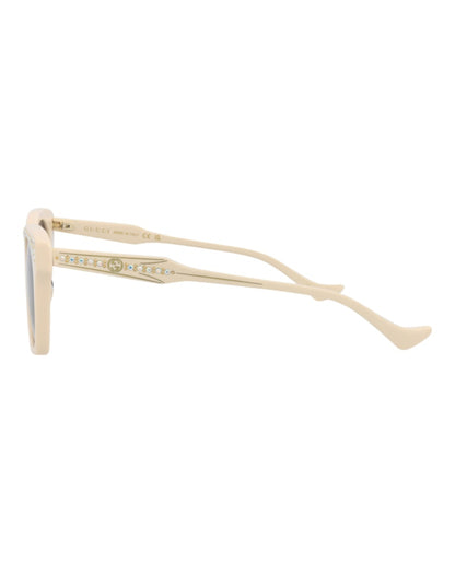 Gucci Cat Eye-Frame Recycled Acetate Sunglasses Ivory/Ivory/Blue (GG1299S-30013902-004)