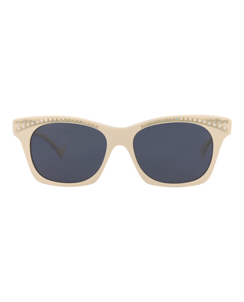 Gucci Cat Eye-Frame Recycled Acetate Sunglasses Ivory/Ivory/Blue (GG1299S-30013902-004)