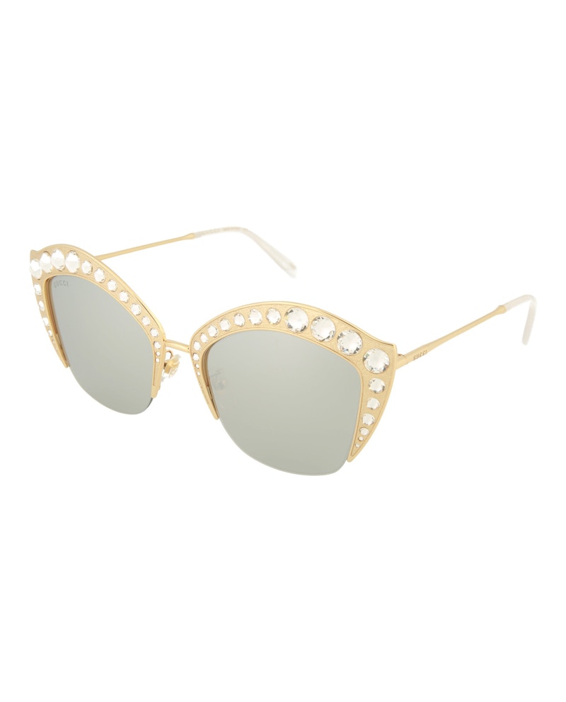 Gucci Cat Eye-Frame Sunglasses Gold Silver (GG0114S-30001561-004)