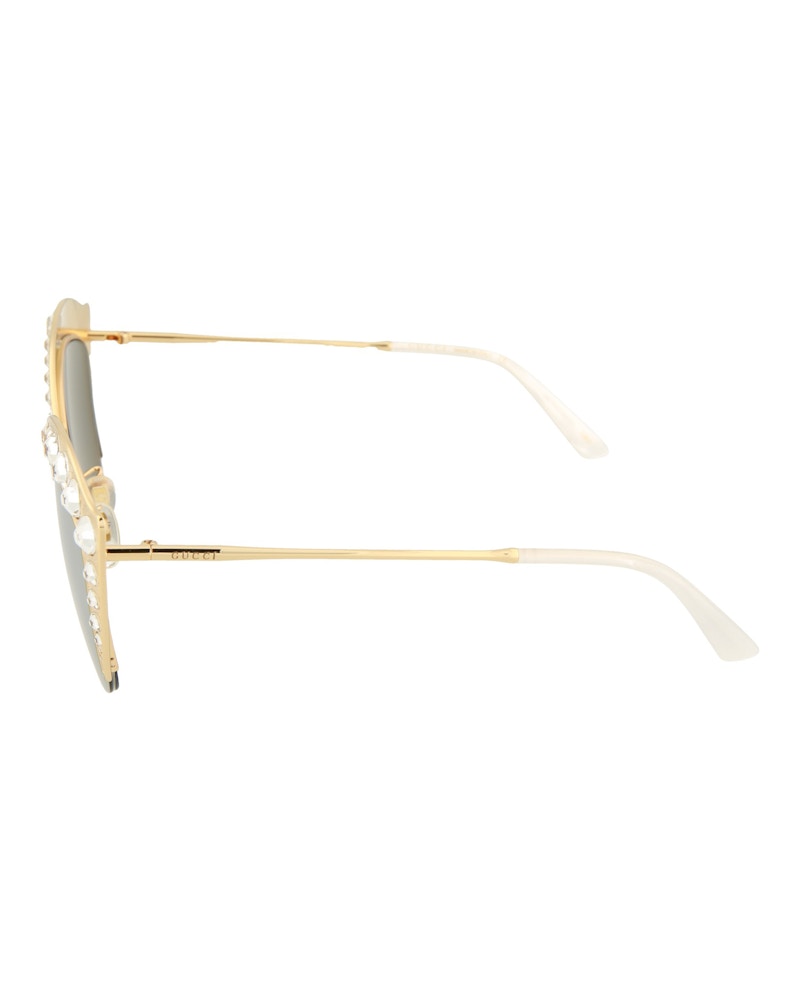 Gucci Cat Eye-Frame Sunglasses Gold Silver (GG0114S-30001561-004)