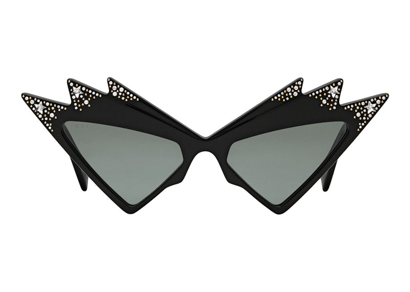 Gucci Cat-Eye Frame With Crystals Sunglasses Black/Grey (720725 J0741 1012)